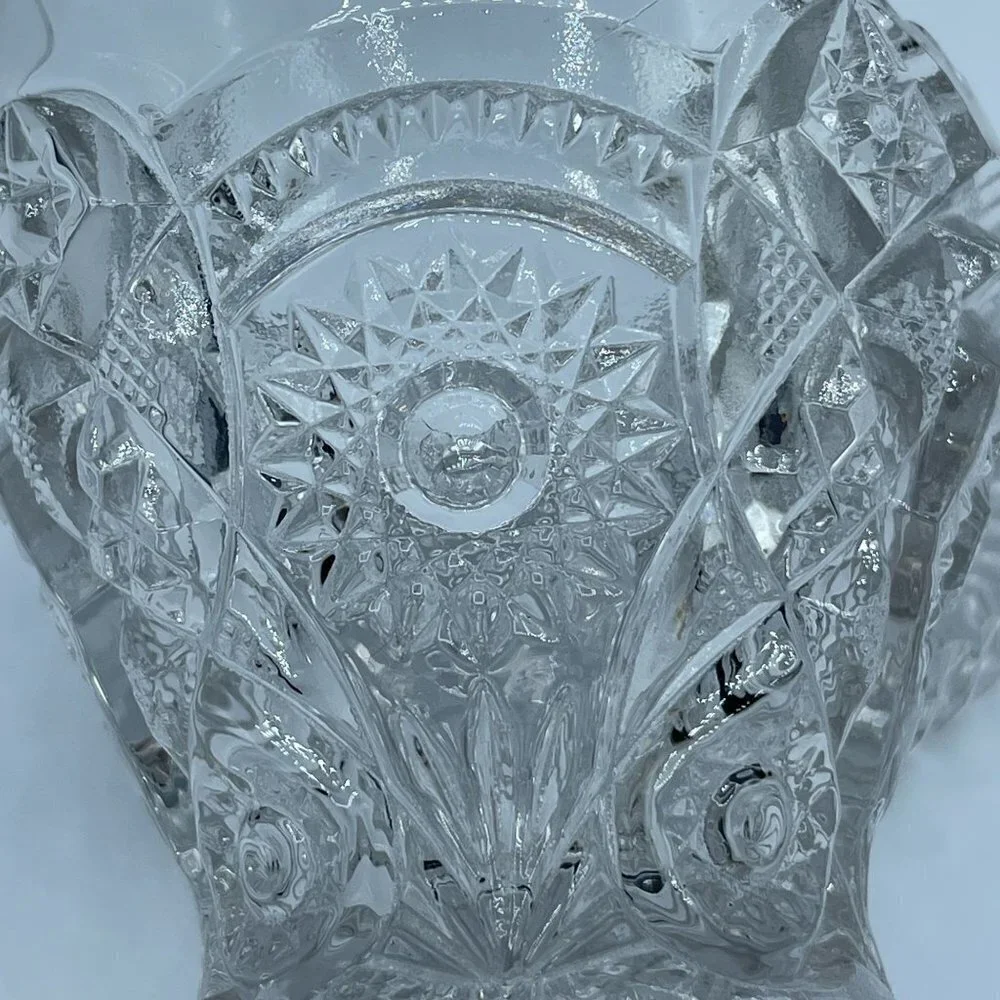 Glass Creamer and Open Sugar Bowl Clear Cut Glass Set